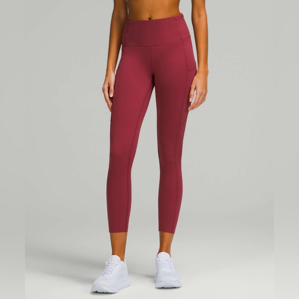 Lululemon Fast and Free High-Rise Tight 25" Brushed Nulux Mulled Wine Size 6